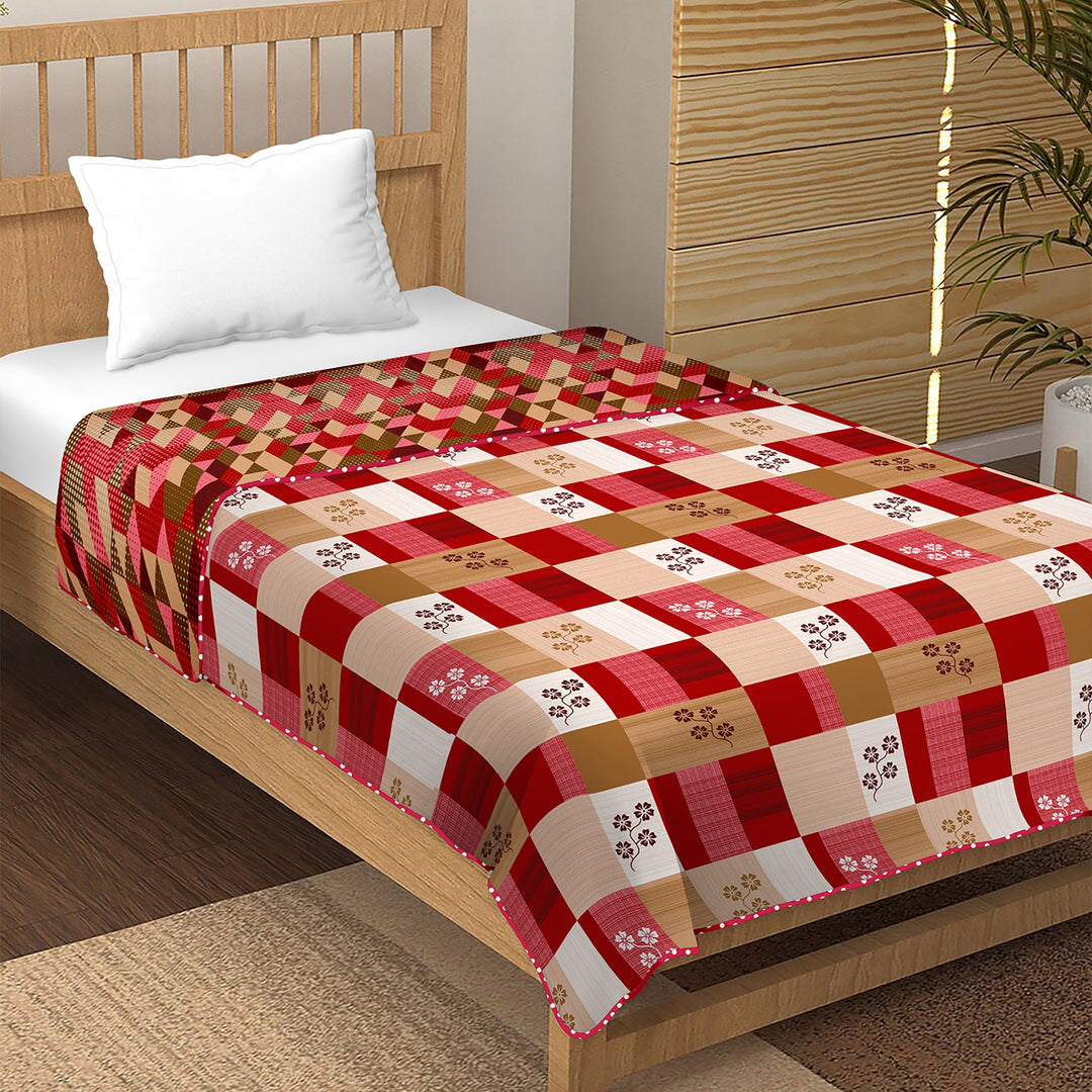 Bella Casa Fashion & Retail Ltd Dohar Single Dohar/AC Blanket Reversible Cotton| Size: 152 X 228 CM - Plum Dohar
