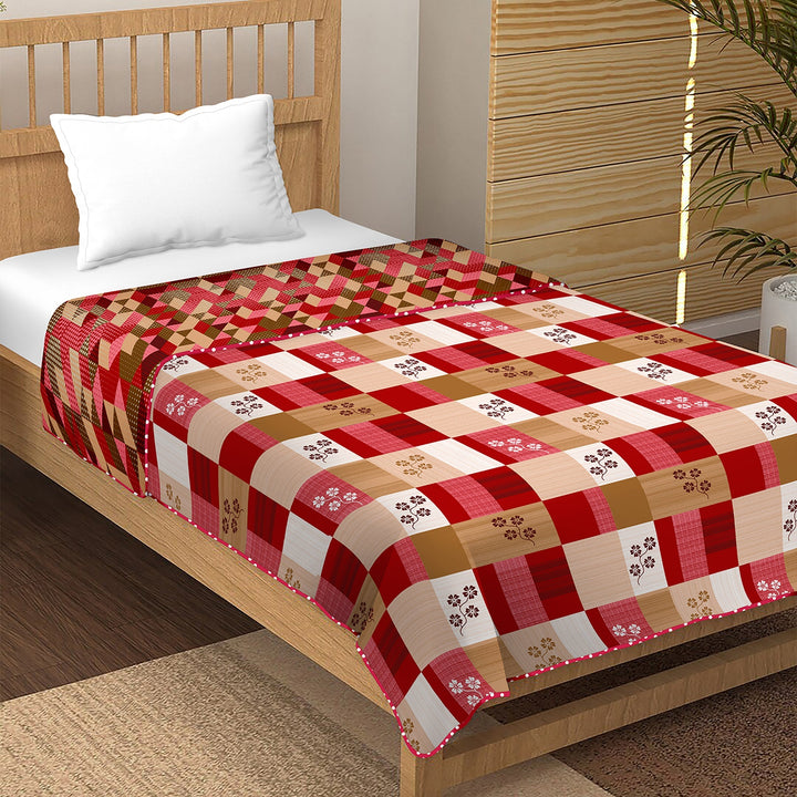 Bella Casa Fashion & Retail Ltd Dohar Single Dohar/AC Blanket Reversible Cotton| Size: 152 X 228 CM - Plum Dohar