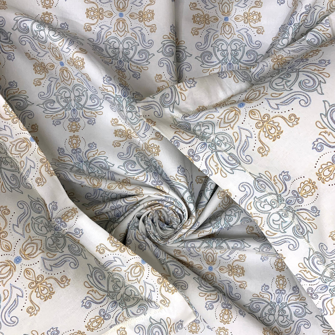 Bella Casa Fashion & Retail Ltd  Double Bedsheet King Size Cotton Floral Blue Colour with 2 Pillow Covers - Sunshine Collection