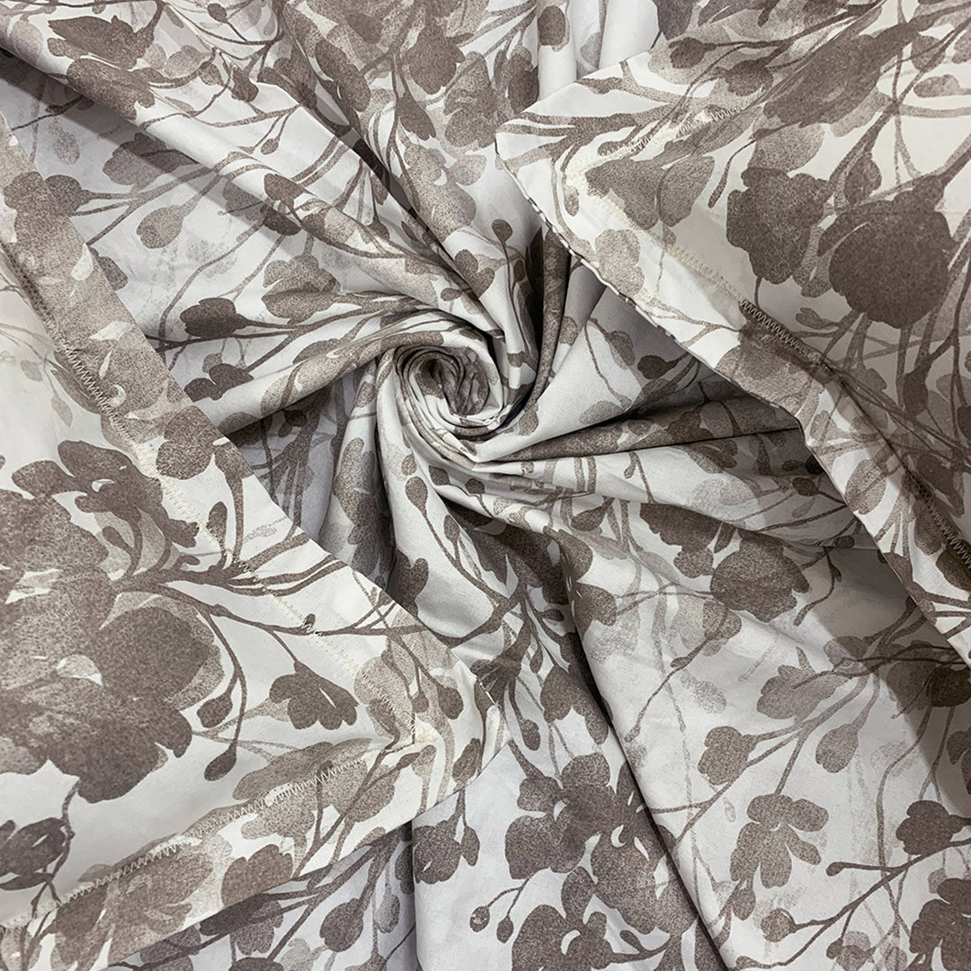 Bella Casa Fashion & Retail Ltd  Double Bedsheet King Size Cotton Floral Brown Colour with 2 Pillow Covers - Sunshine Collection