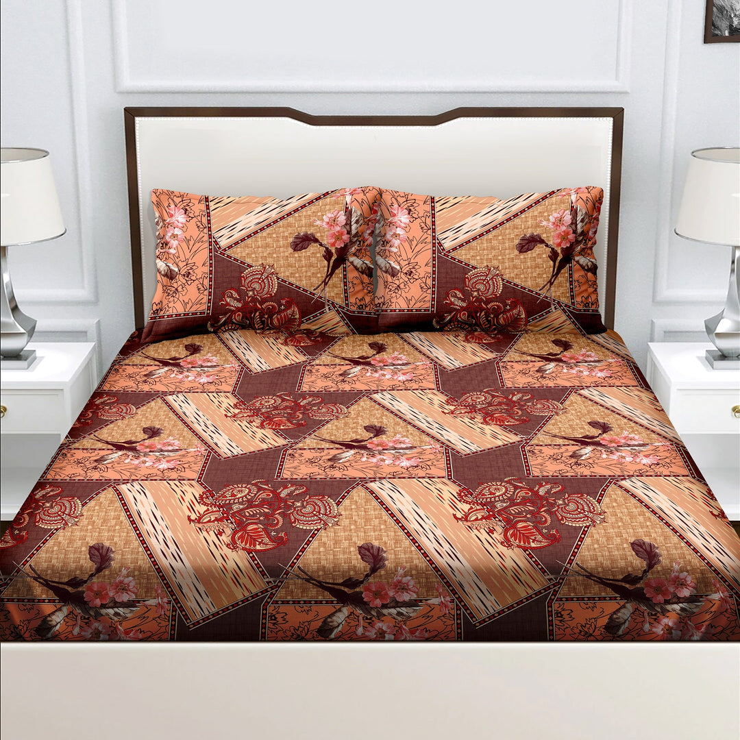 Bella Casa Fashion & Retail Ltd  Double Bedsheet Set King Size with 2 Pillow Covers Abstract Multi Colour - Radiant Collection