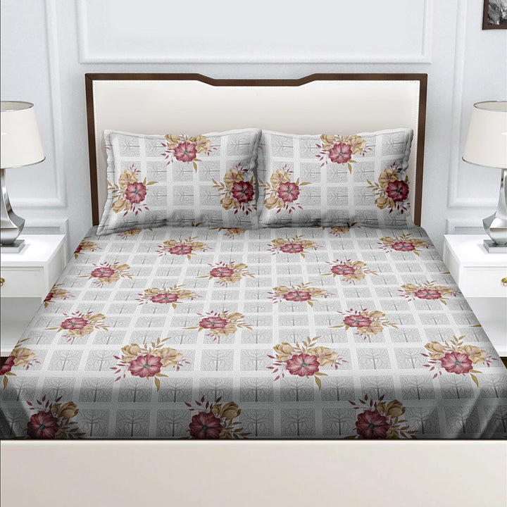 Bella Casa Fashion & Retail Ltd  Double Bedsheet Set King Size with 2 Pillow Covers Floral Multi Colour - Radiant Collection