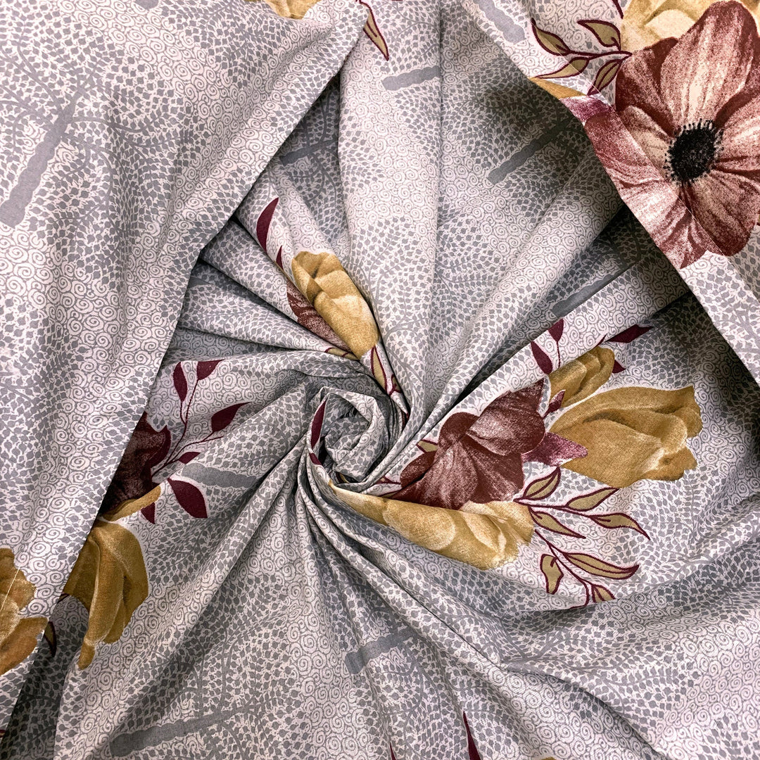 Bella Casa Fashion & Retail Ltd  Double Bedsheet Set King Size with 2 Pillow Covers Floral Multi Colour - Radiant Collection