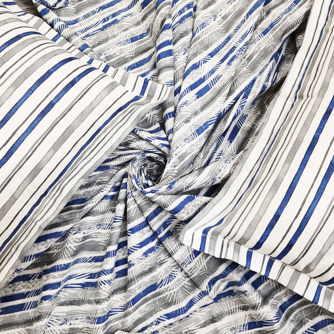 Bella Casa Fashion & Retail Ltd  Double King Size Cotton Abstract Blue Colour Bedsheet with 2 Pillow Covers - Genteel Collection