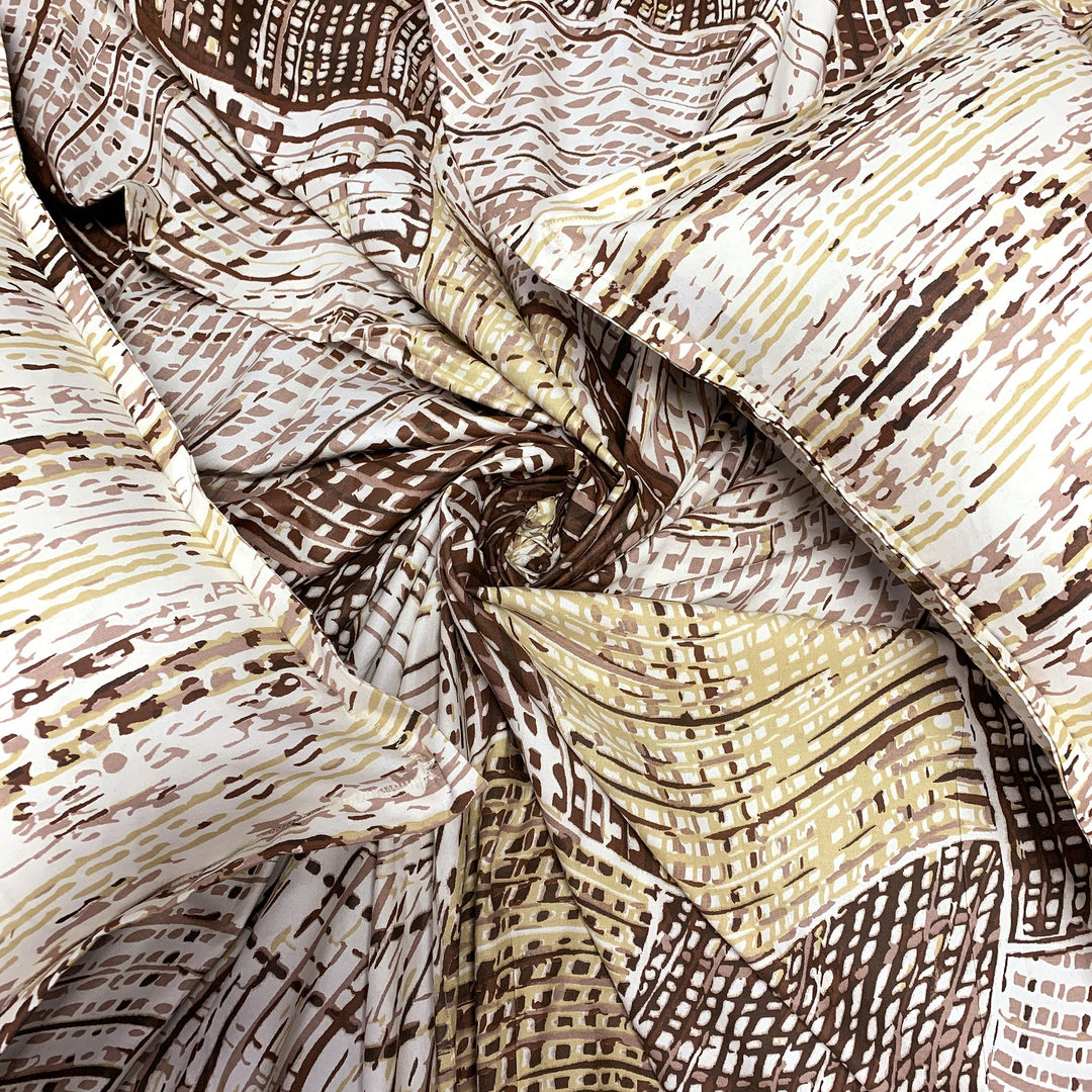 Bella Casa Fashion & Retail Ltd  Double King Size Cotton Geometric Brown Colour Bedsheet with 2 Pillow Covers - Genteel Collection
