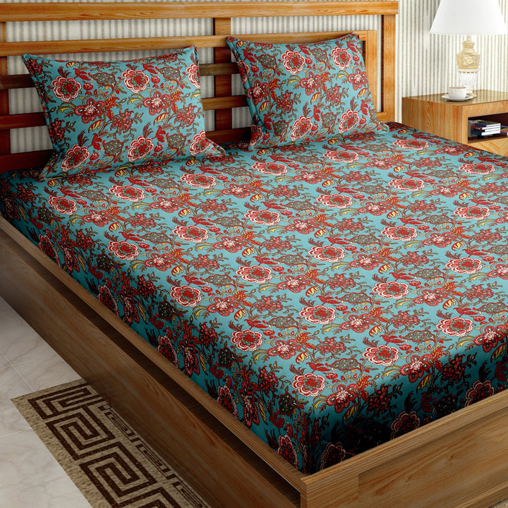 Bella Casa Fashion & Retail Ltd  Elasticated Fitted Bed Sheet  Floral Multi Colour with 2 Pillow Covers  - Classic Collection