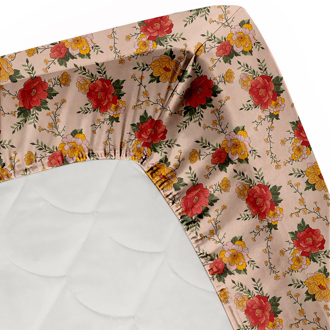 Bella Casa Fashion & Retail Ltd  Elasticated Fitted Bed Sheet  Floral Multi Colour with 2 Pillow Covers  - Classic Collection