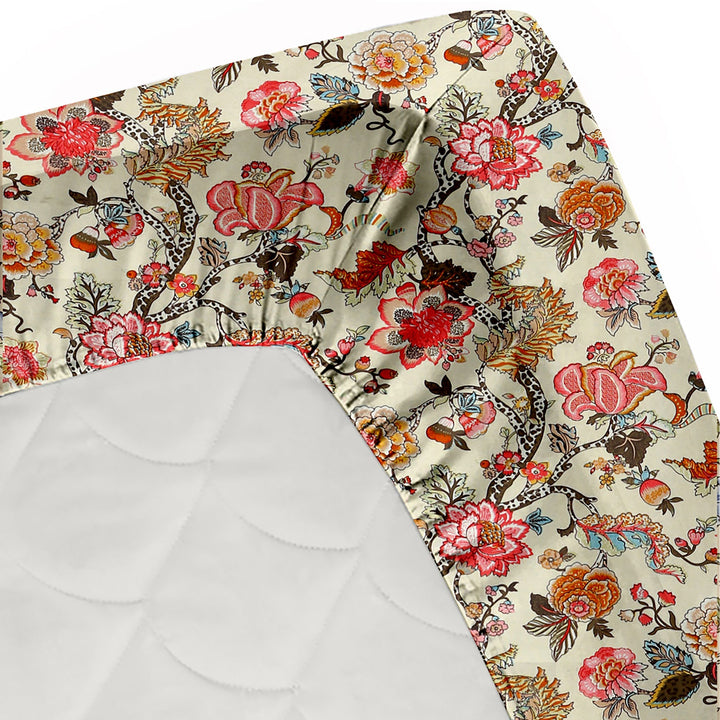 Bella Casa Fashion & Retail Ltd  Elasticated Fitted Bed Sheet  Floral Multi Colour with 2 Pillow Covers  - Classic Collection