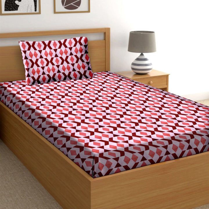 Bella Casa Fashion & Retail Ltd  Single Cotton Abstract Multi Colour Bedsheet with 1 Pillow Cover- Cuddle Collection