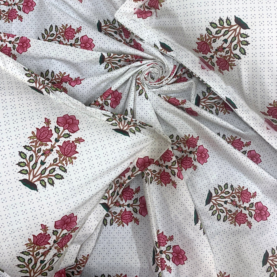 Bella Casa Fashion & Retail Ltd  Single Cotton Abstract Pink Colour Bedsheet with 1 Pillow Cover- Cuddle Collection