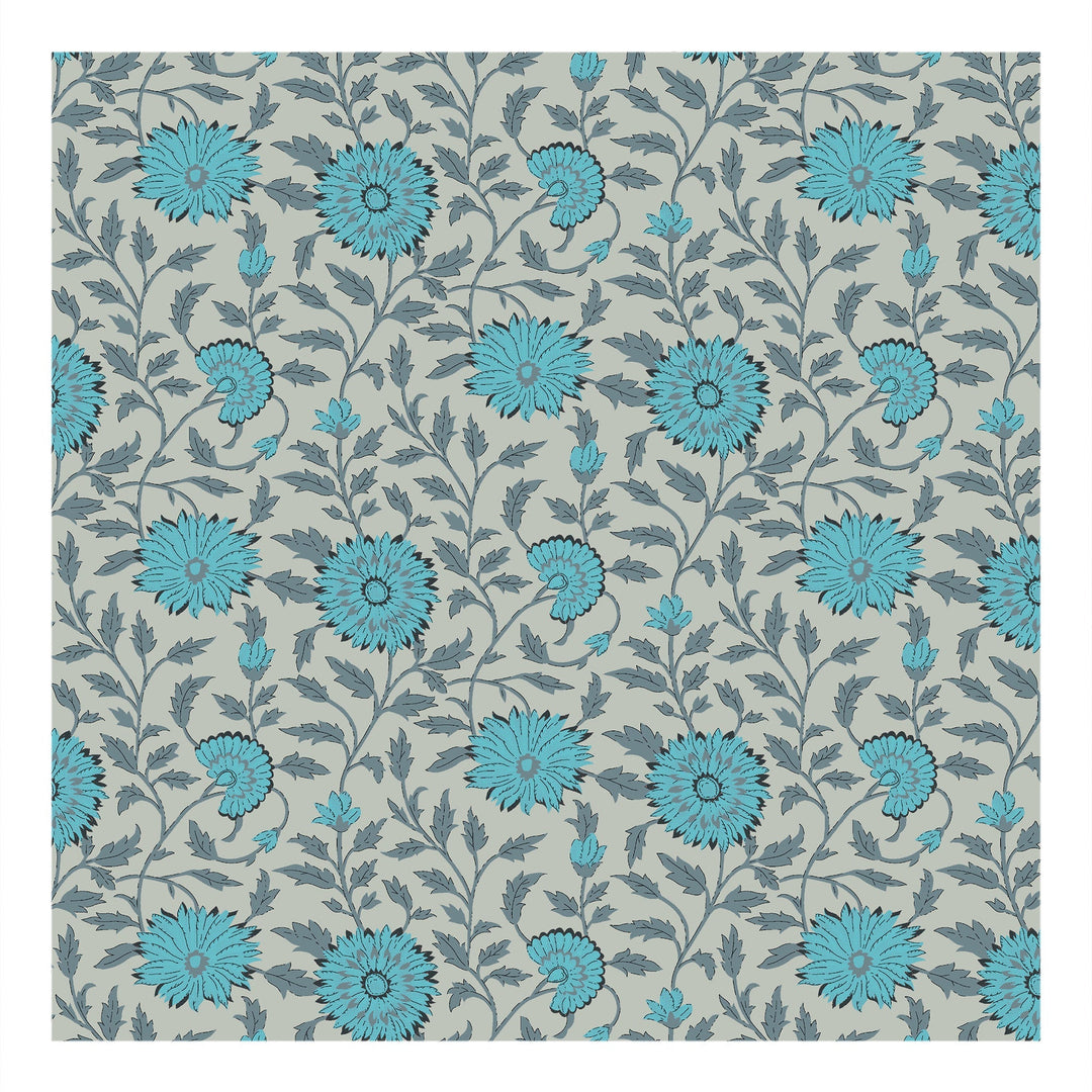 Bella Casa Fashion & Retail Ltd  Single Cotton Floral Blue Colour Bedsheet with 1 Pillow Cover- Cuddle Collection