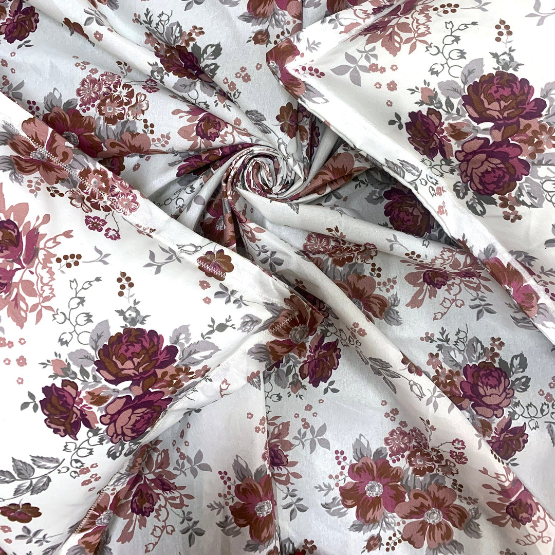 Bella Casa Fashion & Retail Ltd  Single Cotton Floral Pink Colour Bedsheet with 1 Pillow Cover- Cuddle Collection