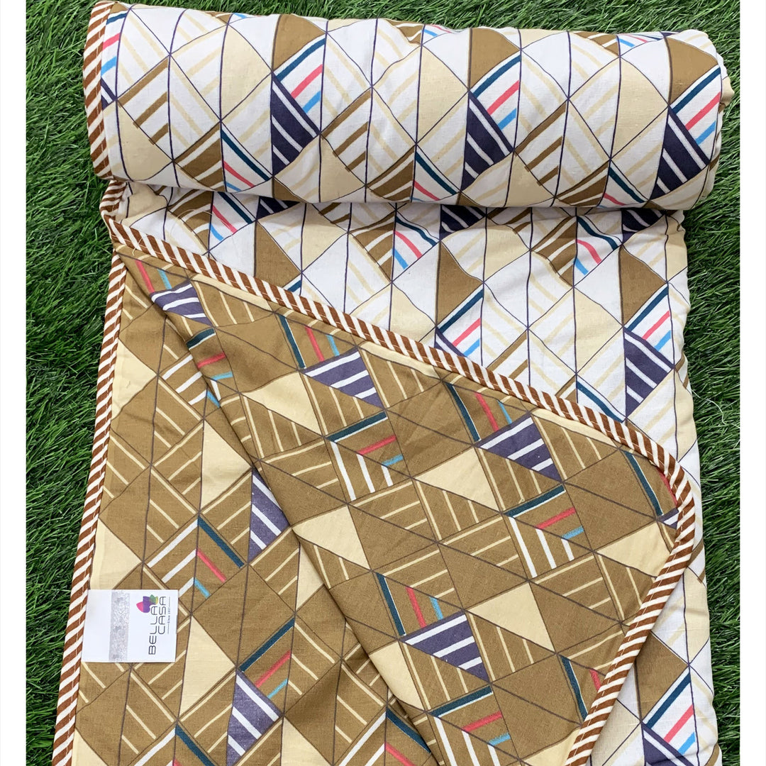 BELLA CASA FASHION Single Cotton Reversible Dohar / AC Blanket  | Size: 152 X 228 CM - Canva Collection
