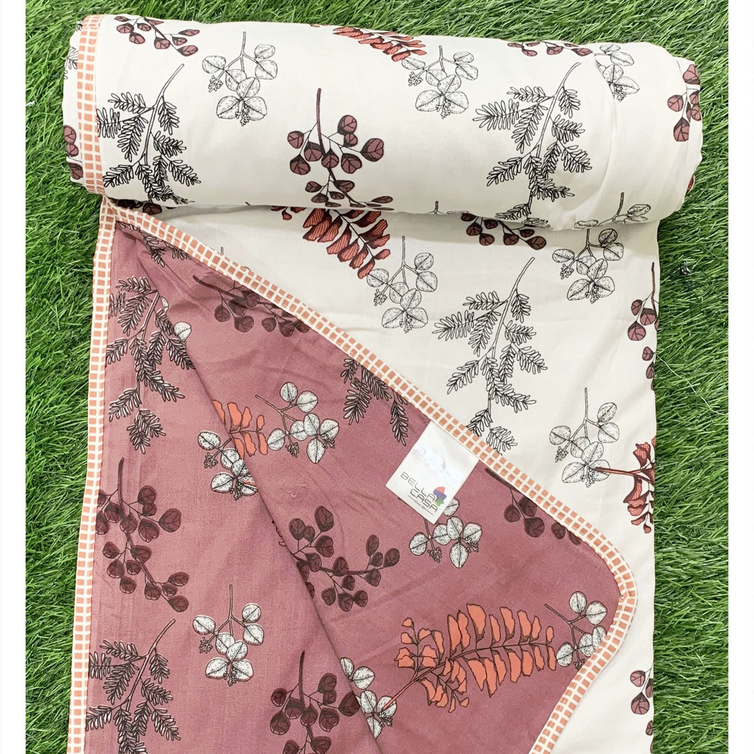 BELLA CASA FASHION Single Cotton Reversible Dohar / AC Blanket  | Size: 152 X 228 CM - Canva Collection